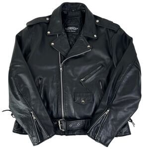 UNIK Leather Apparels Black Biker Jacket Men's Sz 52 (3XL)